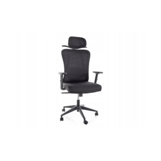 Fotel obrotowy ergonomiczny biurowy z zagłówkiem BHP Q-080M czarny