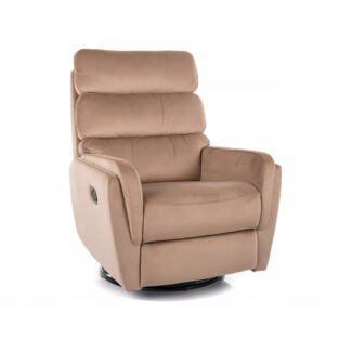 Fotel rozkładany bujany obracany podnóżek relax Argos velvet bluvel 28 beż