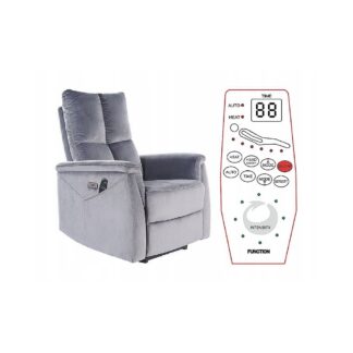 Fotel rozkładany elektryczny masaż relax NEPTUN M velvet szary bluvel 14