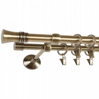 Karnisz ścienny Villa 160cm podwójny 19mm metal antyczny mosiądz