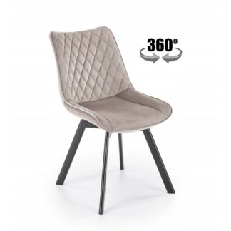 Krzesło tapicerowane obrotowe K520 beż bluvel 40 / czarny salon jadalnia