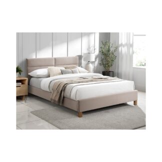 Łóżko tapicerowane małżeńskie do sypialni Sierra velvet beż 140x200