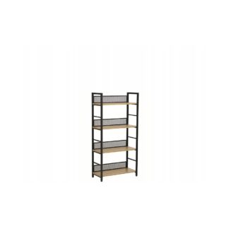Regał metalowy na książki biurowy RAW R4 loft dąb / czarny mat 121x60x28