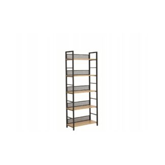 Regał metalowy na książki biurowy RAW R5 loft dąb / czarny mat 154x60x28