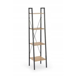 Regał metalowy na książki biurowy wąski loft NARVIK REG1 dąb / czarny