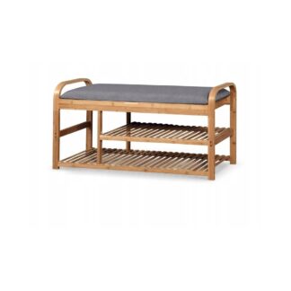 Stojak na buty ławka do przedpokoju schowek ST13 naturalny bambus 100 cm
