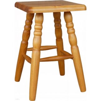 Taboret kuchenny drewniany kwadratowy toczony sosnowy k. olcha