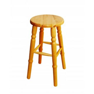 Taboret półbarowy hoker drewniany okrągły sosnowy kuchenny 60 cm kol. olcha