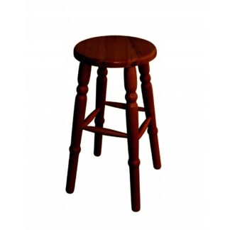 Taboret półbarowy hoker drewniany okrągły sosnowy kuchenny 60 cm kol orzech