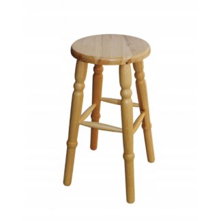 Taboret półbarowy hoker drewniany okrągły stołek sosnowy kuchenny 60 cm