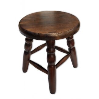 Taboret sosnowy stołek kuchenny mały okrągły kol. orzech