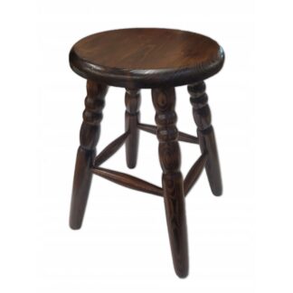 Taboret stołek kuchenny drewniany okrągły orzech