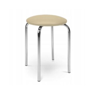 Taboret tapicerowany CHICO ekoskóra chrom V-18 kremowy